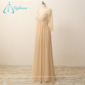 Lace Chiffon Pearls Long Sleeve Evening Dress